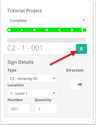Arrow pointing at the sign menu in SignAgent. 
