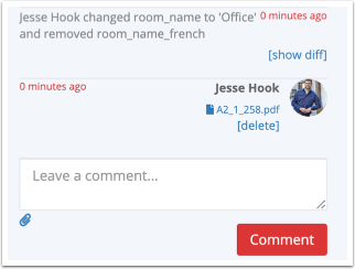 Screenshot of the section where to leave a comment in SignAgent. 