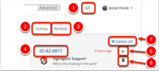 Preview of the Archive tab in SignAgent. Delete All button.