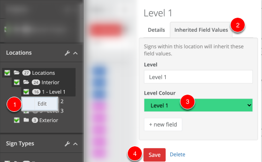 Screenshot of the steps needed to add your field values..